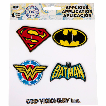 DC Comics Hero Logos Assorted 4-Count Mini Patches